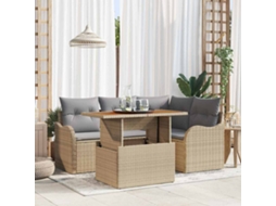 Vidaxl Conjunto De Sofá De Jardim 5 Unid. Bege Rattan Sintético