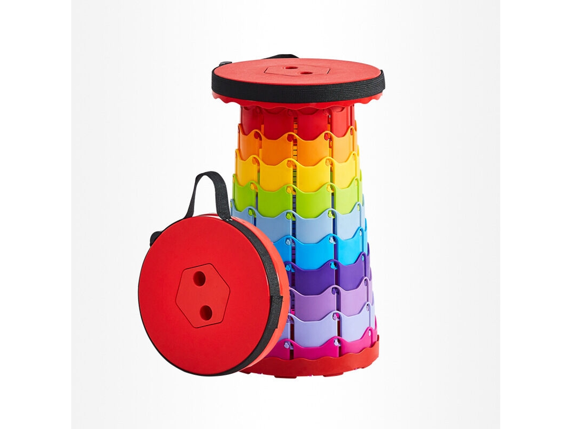 Cadeira de Camping Dobrável e Portátil de Plástico, Cadeira Telescópica Ajustável para Pesca, Camping e Viagens, Vermelho Arco íris AQUAFORGE