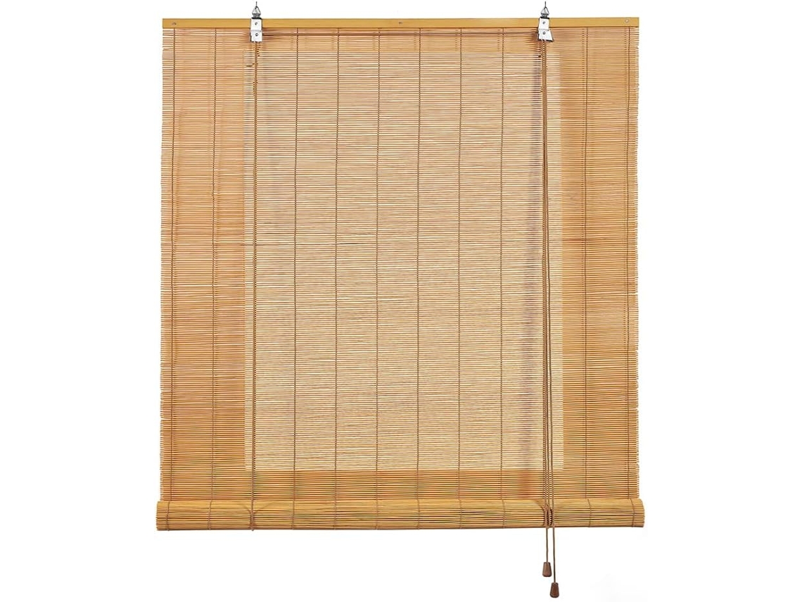 Estor De Bambu Natural Storesbasic 90x250 Enrollável Translúcido Com Sistema De Bloqueio