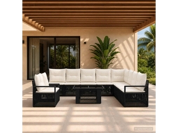 Vidaxl Conjunto De Sofá De Jardim 11 Unid. Preto E Branco Creme