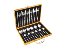Conjunto De 24 Peças - Prata) Talheres Em Aço Inoxidável 430, Com Acabamento Jateado, Incluindo Facas, Garfos E Colheres.