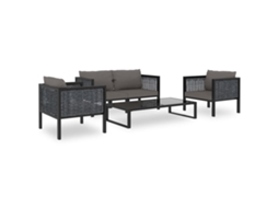 Conjunto de 5 peças para sala de estar com almofadões Vime Pe Antracite Dkd Home Decor