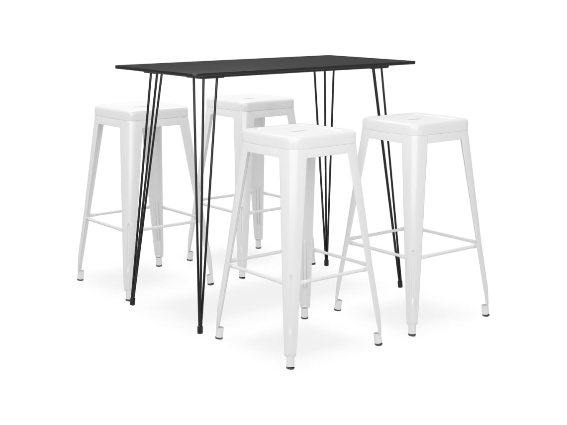 Vidaxl 5 Pcs Conjunto De Bar Preto E Branco
