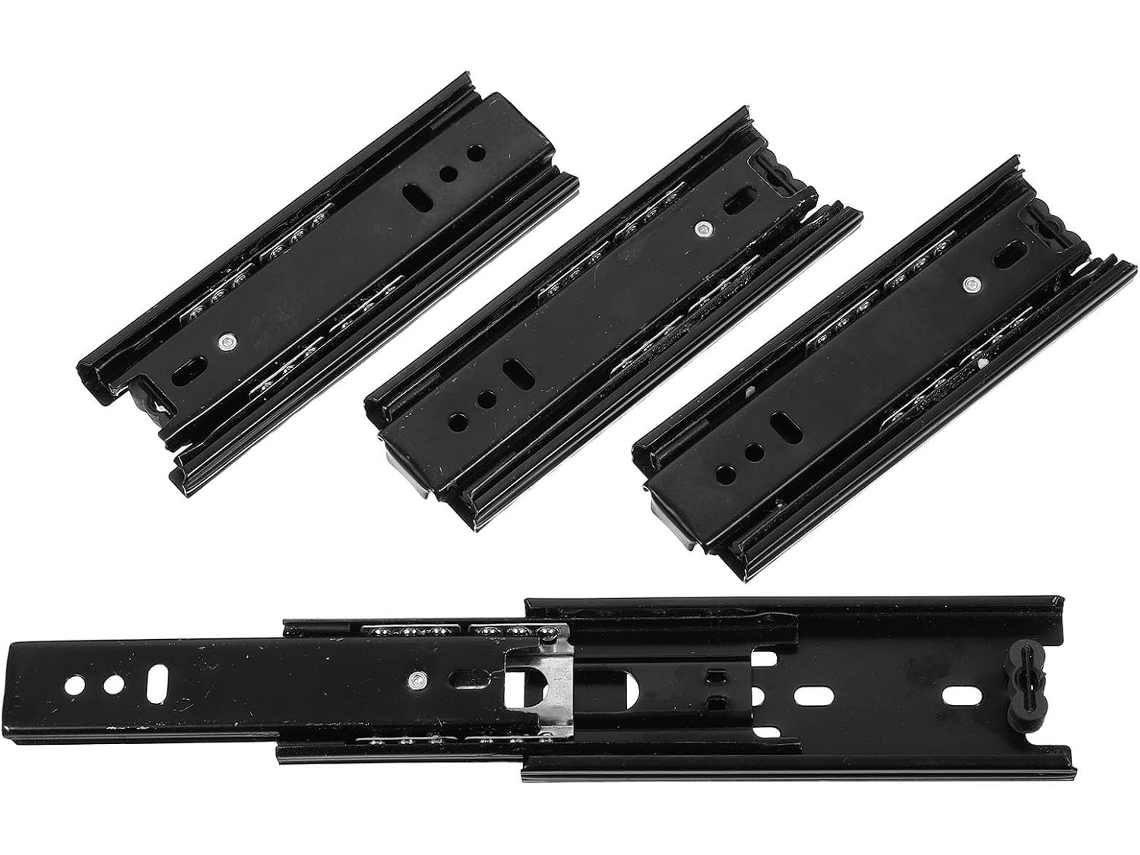 Fomiyes Conjunto De 4 Corrediças Telescópicas Silenciosas Extensão Total Em Aço Laminado A Frio, Com Trilhos De Três