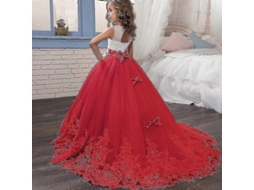 Vestido Princesa Encaje Longo Formal 14 anos Rojo S/MARCA