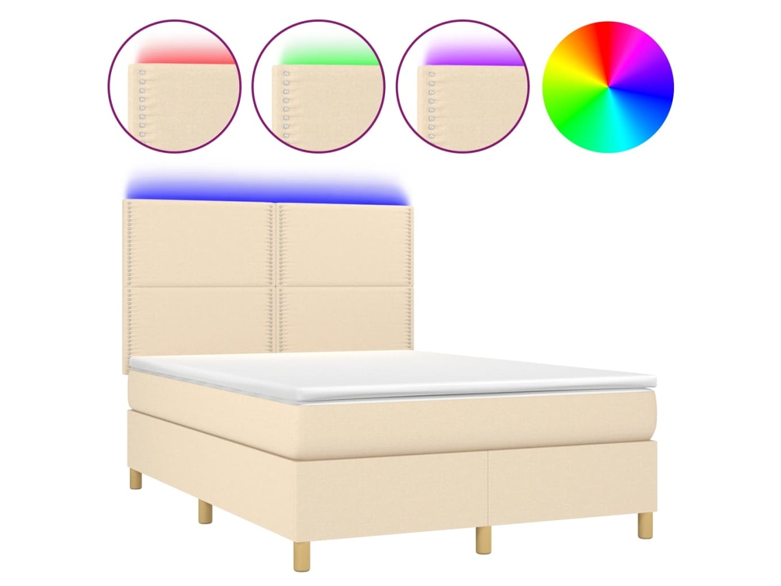 Box Spring Bed, Box Spring Beds Vidaxl Creme Tecido (140 X 190 Cm)