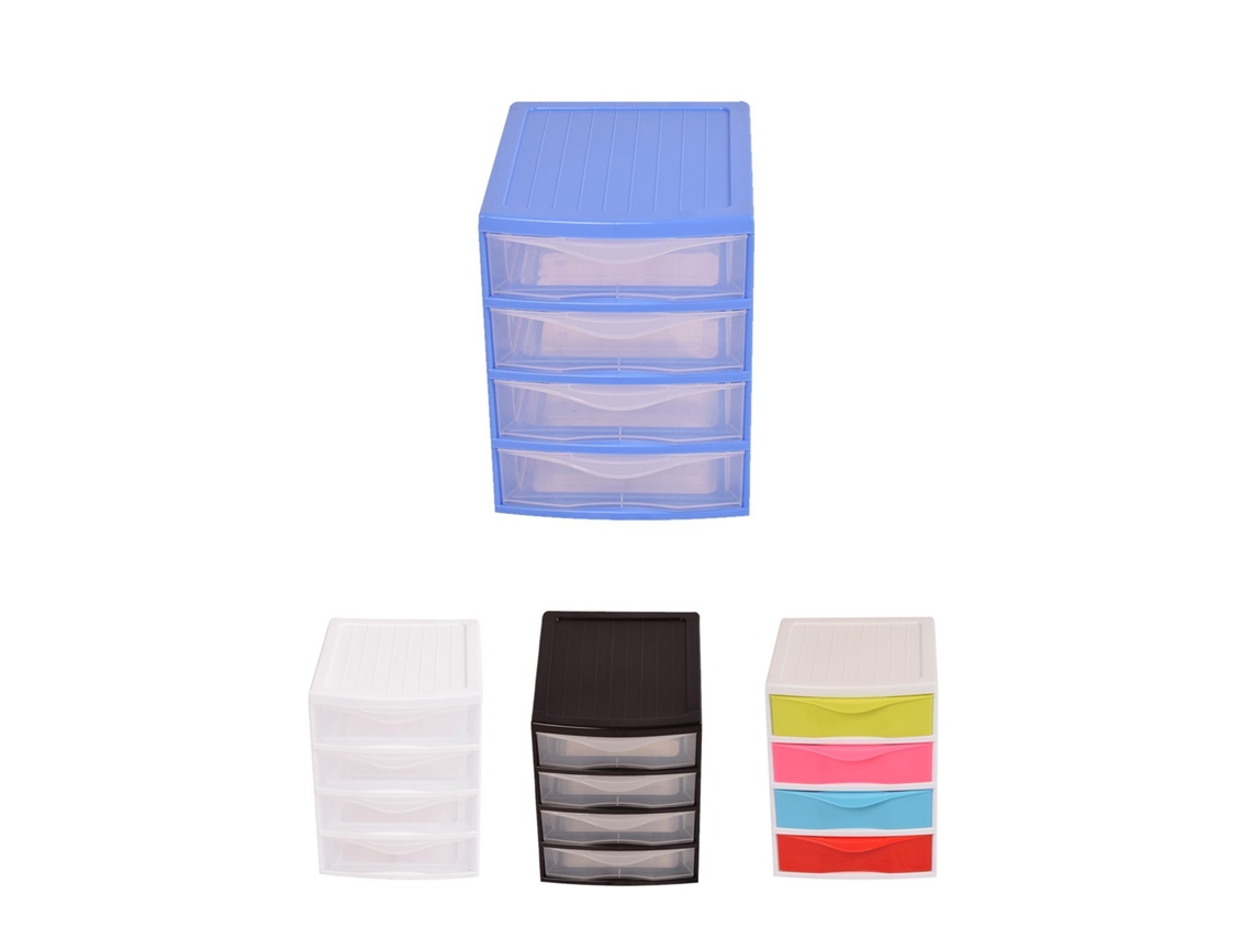 Cajonera Guadiana Multiusos - Torre Sobremesa Organizador Azul 4 Cajones