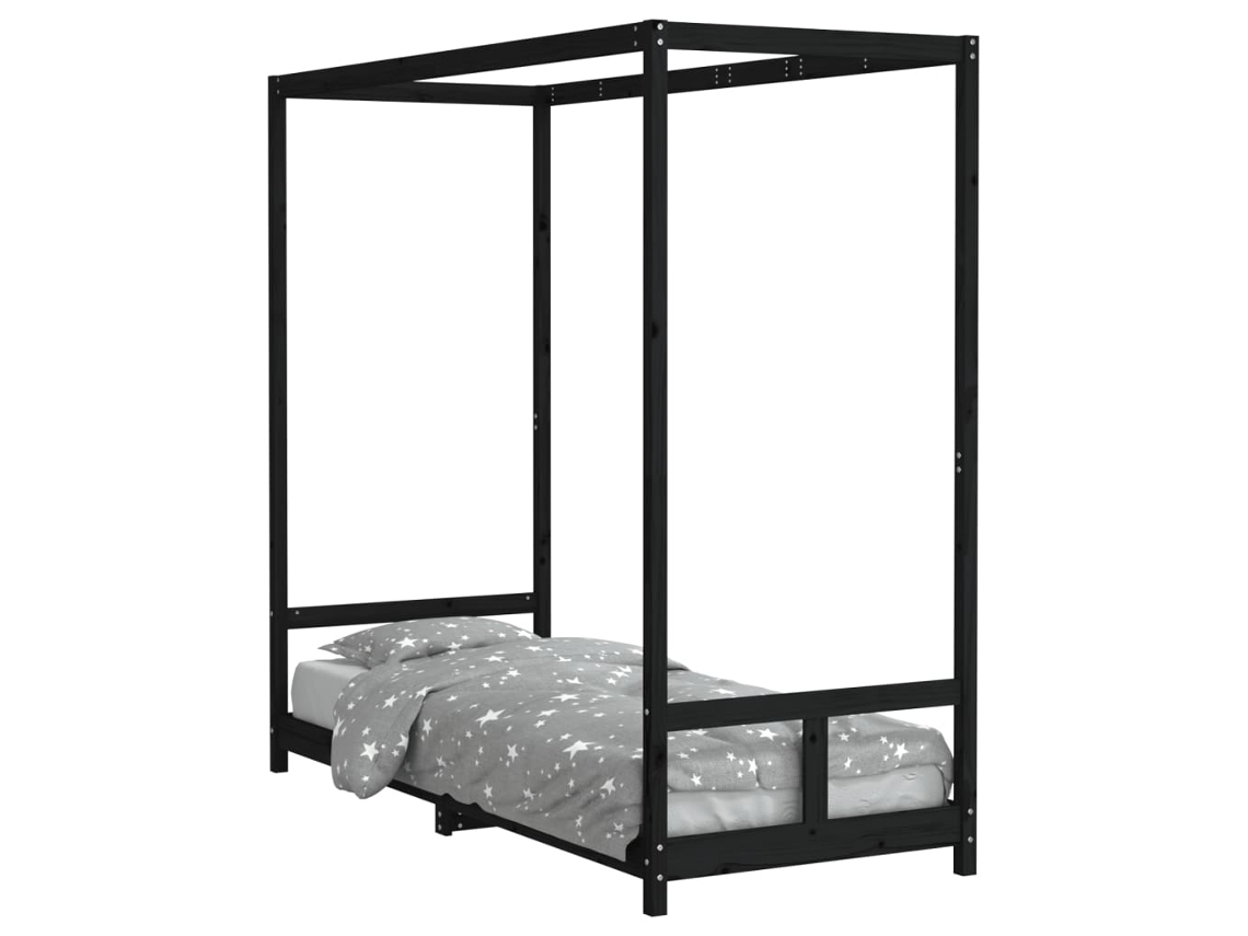 Kids Bed Frame, Kids Bed Frames Vidaxl Preto Madeira De Pinho (80 X 200 Cm)