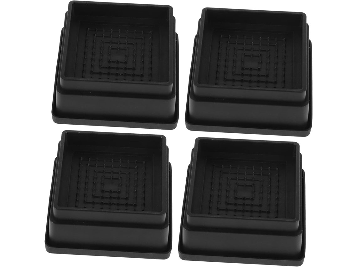 Conjunto De 4 Elevadores Móveis Borracha Antiderrapantes Para Cama, Pretos