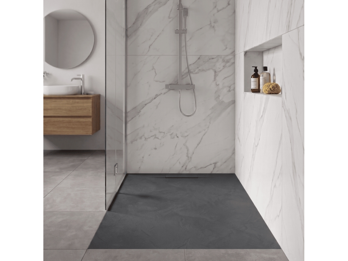Base de Duche Koral, Antracite 120x90cm, com Grade