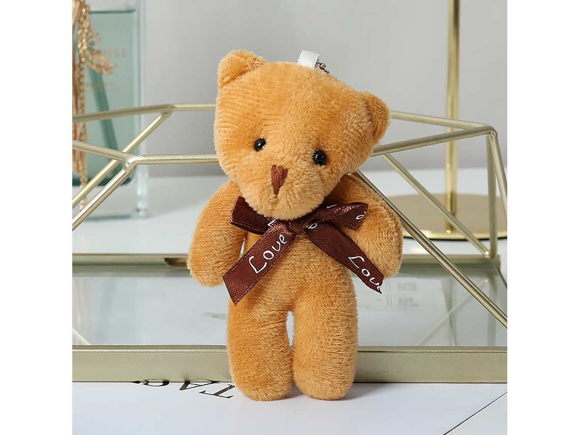 Boneca Urso De Pelúcia Cabeça Grande Com Laço Para Decoração Presente