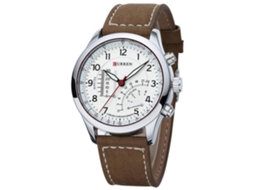Relógio de pulso masculino moderno com pulseira de PU macia (branco e branco)