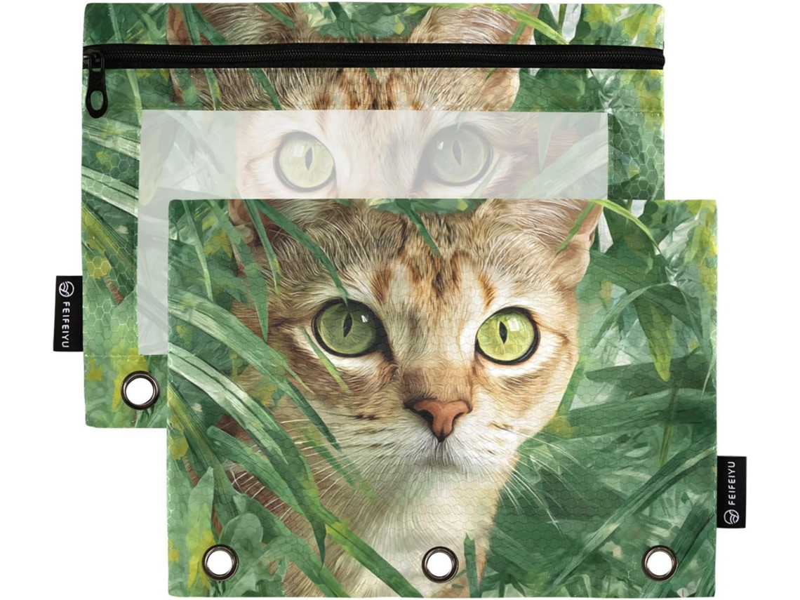 Lively Pasta Organizadora De Documentos 3d Com Gato E Folha Verde, Estojo Transparente Com Janela De Grande Capacidade