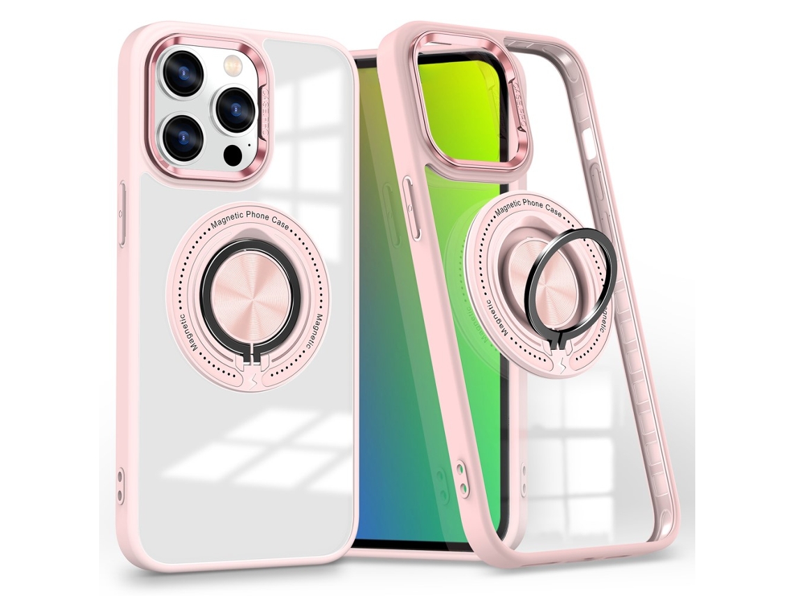 Suporte Casa Magsafe Para Iphone 14 Pro Max Pele Sintética Rosa