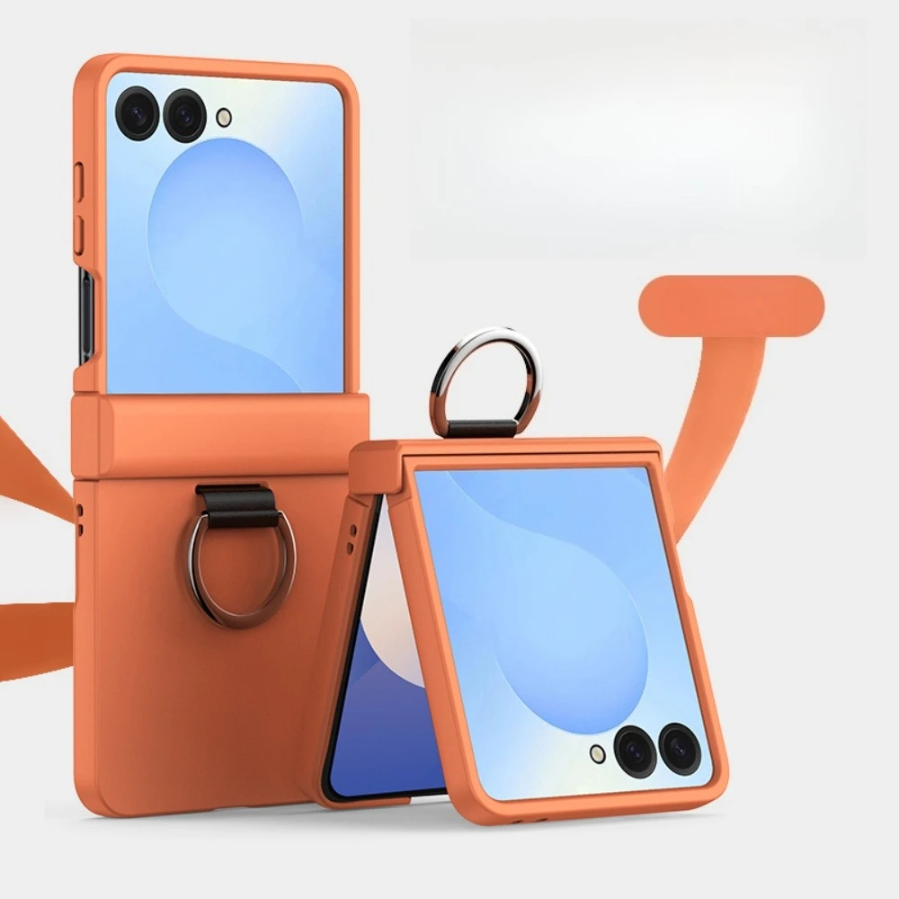 (laranja, Galaxy Z Flip 7) Capa Rígida De Policarbonato Com Anel, Proteção Da Dobradiça Central, À Prova De Choque E Resistente A Quedas