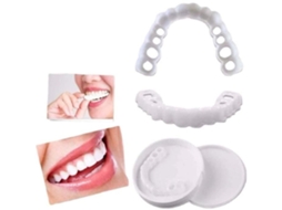 Duas Facetas Dentárias Estéticas E Próteses Dentárias Provisórias De Silicone Para As Arcadas Superior E Inferior.