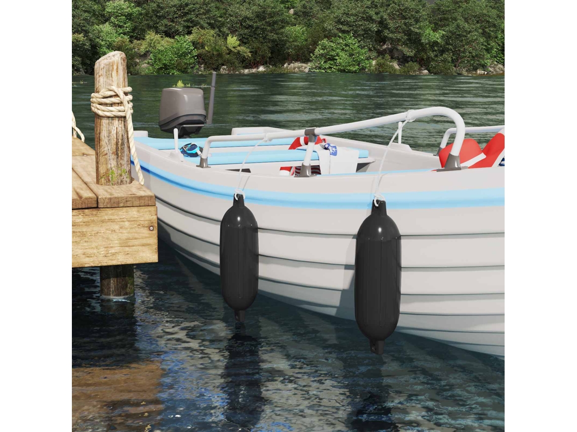 Vidaxl Bóias Para Barco 2 Unid. Ø 16 X 58 Cm Preto Pvc