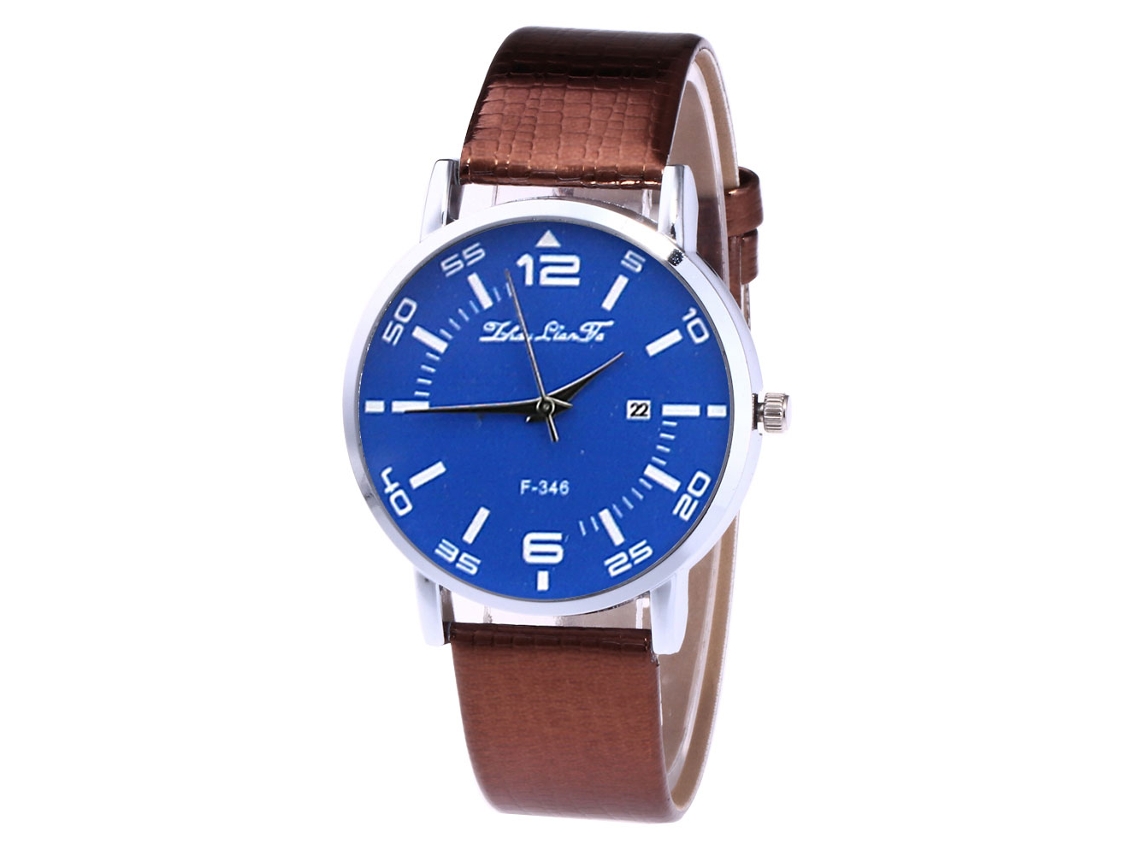 Relógio de Pulso Masculino de Moda com Pulseira de Couro Pu Estilo Simples e Preciso