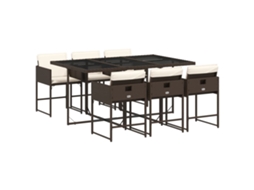 Conjunto de 7 Jantar para Jardim com Almofadões Vime Pe Castanho MAISON EXCLUSIVE