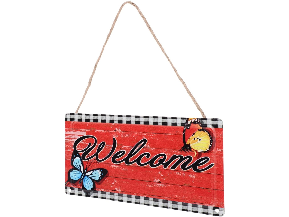 Placa Redonda Vermelha Resistente Fácil Limpar Decoração Porta Entrada Varanda GOKOCO