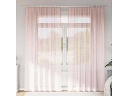 Vidaxl Cortinas De Voile Com Bolsos Para Varão 2 Pcs Rosa-claro