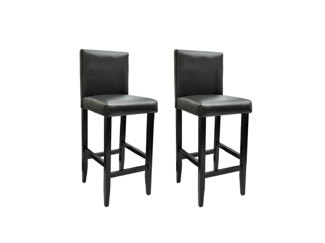 Vidaxl Bancos De Bar 2 Pcs Couro Artificial Preto