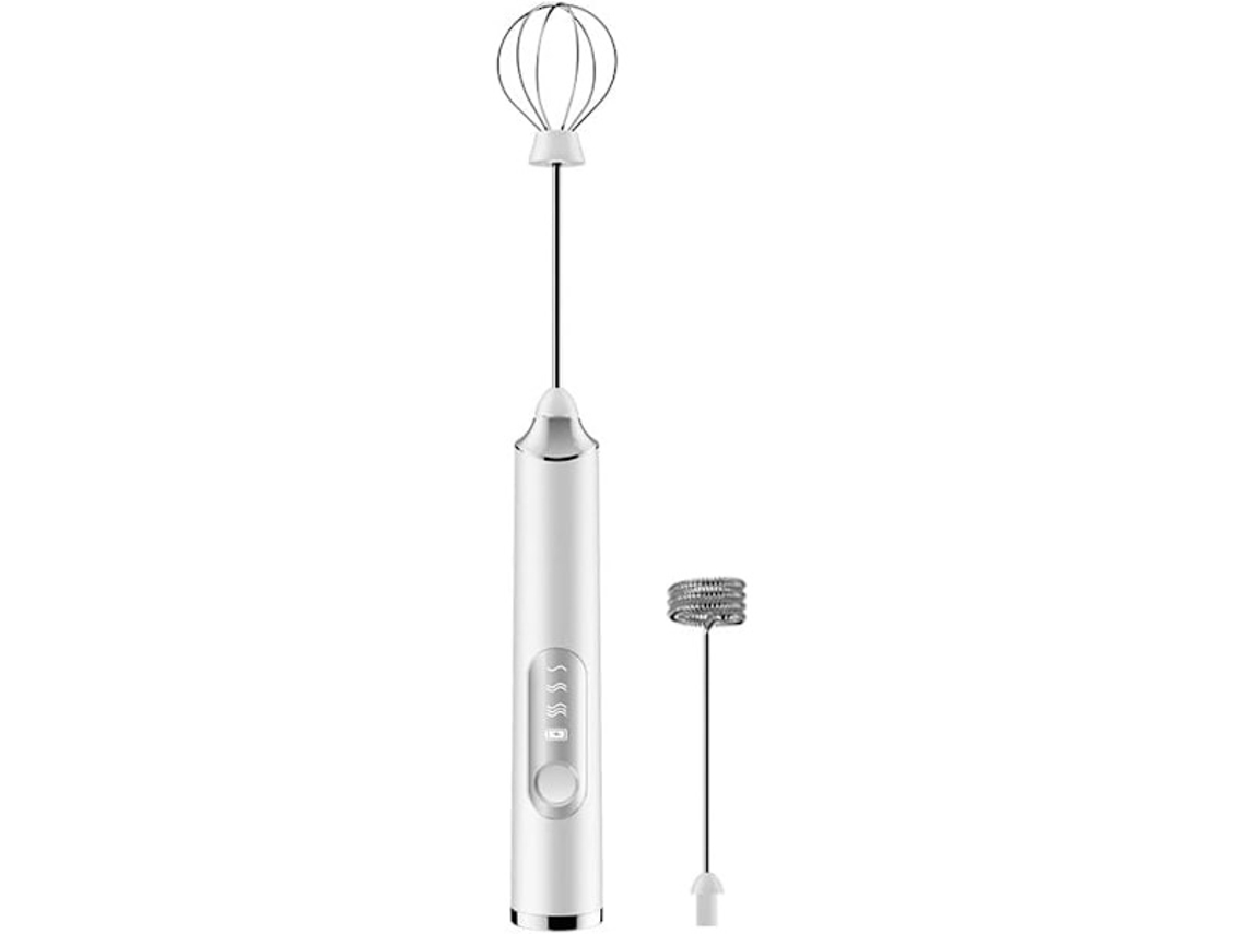 Batedor De Leite Elétrico Portátil Em Aço Inoxidável Para Bebidas, Ideal Café, Frappé, Matcha E Chocolate Quente (branco).