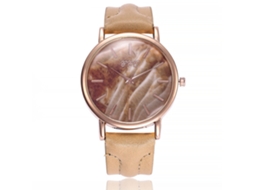 Relógio de Pulso Feminino de Quartzo com Pulseira de Couro Pu Padrão Mármore Crema Ccq