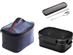 Lancheira Bento Portátil Bestoyard Em Aço Inoxidável, Preta, Com Vários Compartimentos E Bolsa, Leve E Própria Para