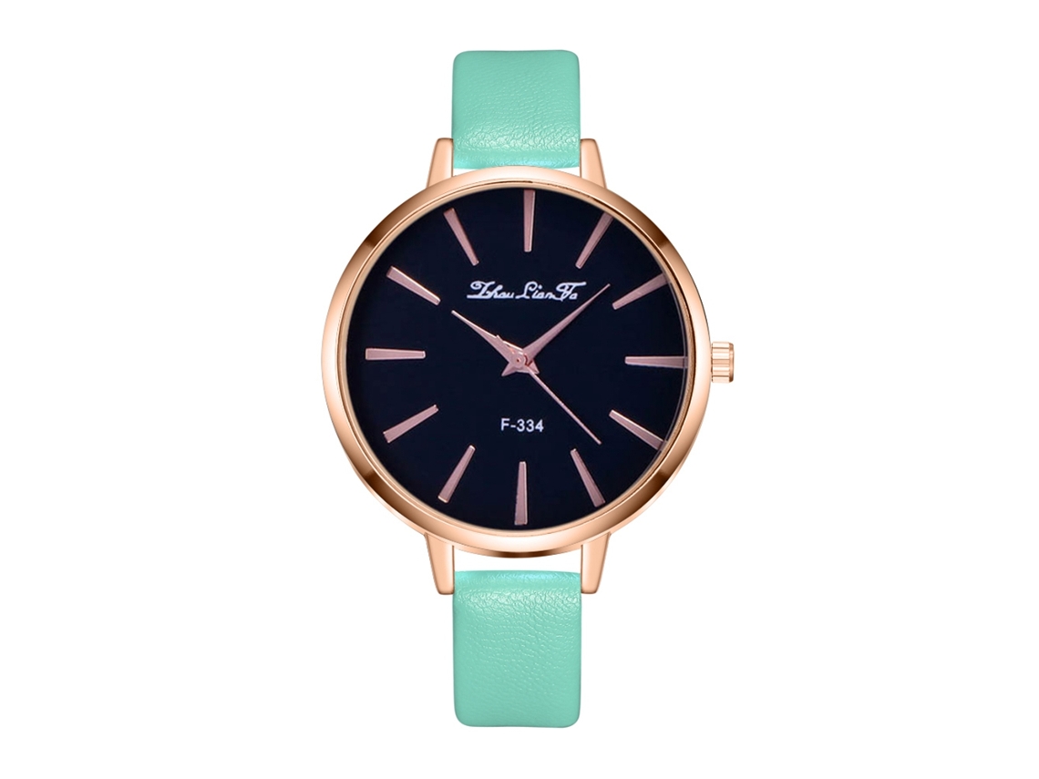 Relógio de Pulso Feminino de Quartzo em Couro Pu Moda Casual com Mostrador Redondo (verde Menta)