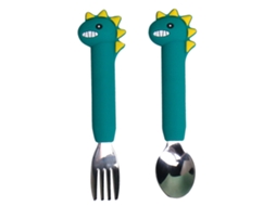 Conjunto de Utensílios para Bebês Colher e Garfo de Aço Inoxidável e Conjuntos de Pratos em Silicone NEVEANCE