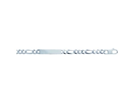 Pulseira de identidade masculina Brillaxis banhada a ródio em prata Figaro Link Identity Branco Material Cor Tamanho/compartimento 18C