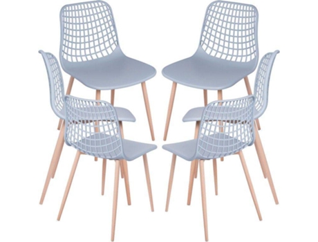 Pack 6 Cadeiras  Riva (Cinzento - 44 x 81 x 48 cm - Polipropileno - Aço)