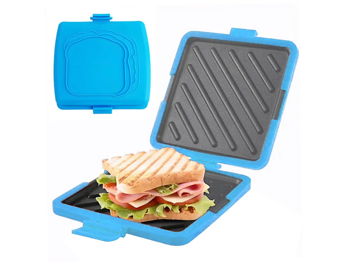 Prensa Sanduíche - Utensílio Cozinha - Uso Micro-ondas - Sem Eletricidade - Para Aquecer Torradas - Silicone - Azul