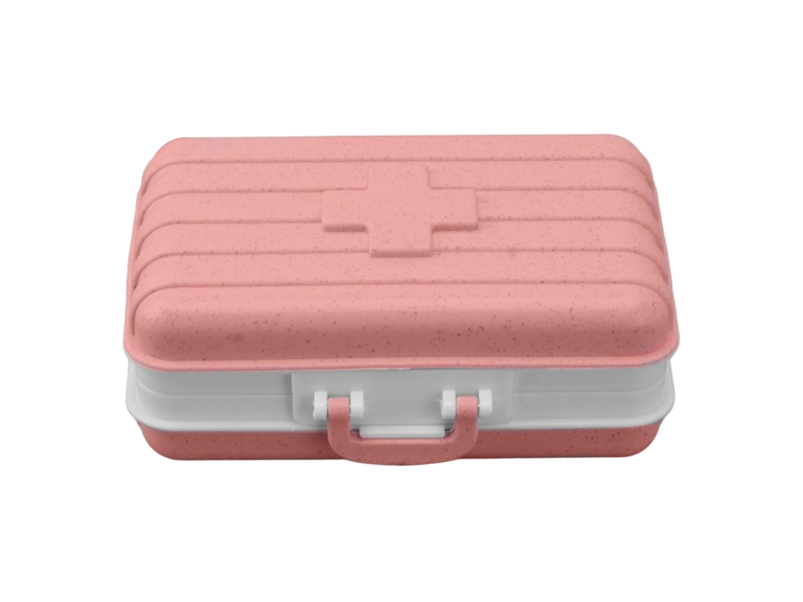 Caixa de Remédios Mini 6 Compartimentos Rosa S/MARCA