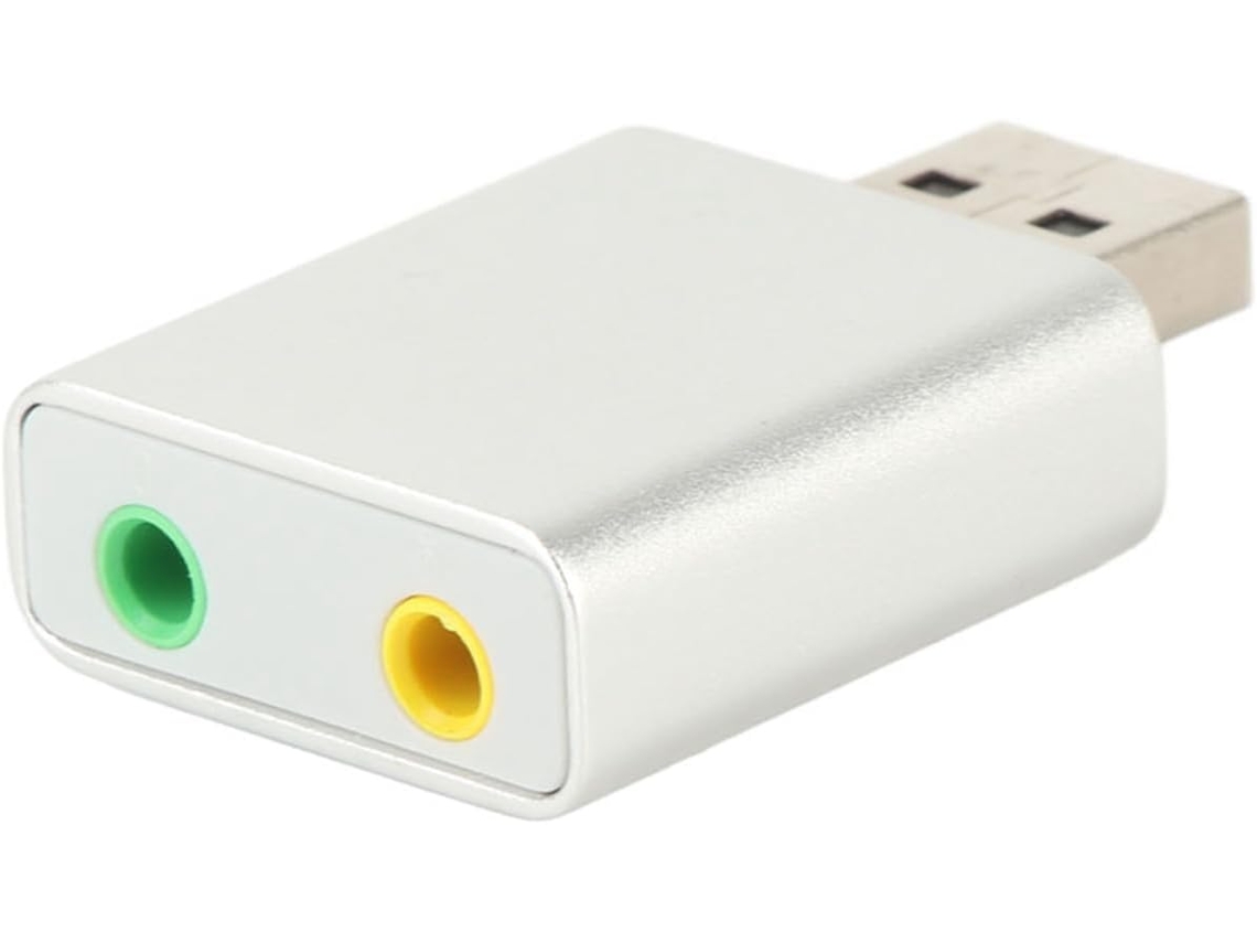 Adaptador De Placa De Som Usb Externa De 7.1, Prateado, Para Microfone