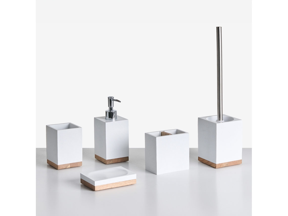 Conjunto De Artigos De Casa De Banho De Estilo Minimalista Beliani Tapiche De Poliresina Branco