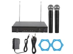 Kit de Microfone Sem Fio Portátil com 2 Mãos, Receptor e Acessórios | S/MARCA