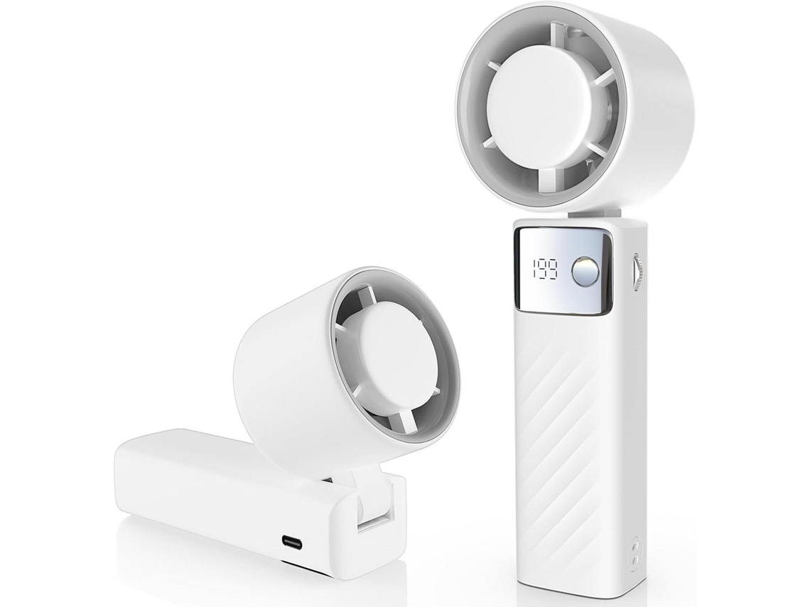 Mini ventilador MDUG dobrável, velocidade ajustável, visor LED, bateria 4000mah