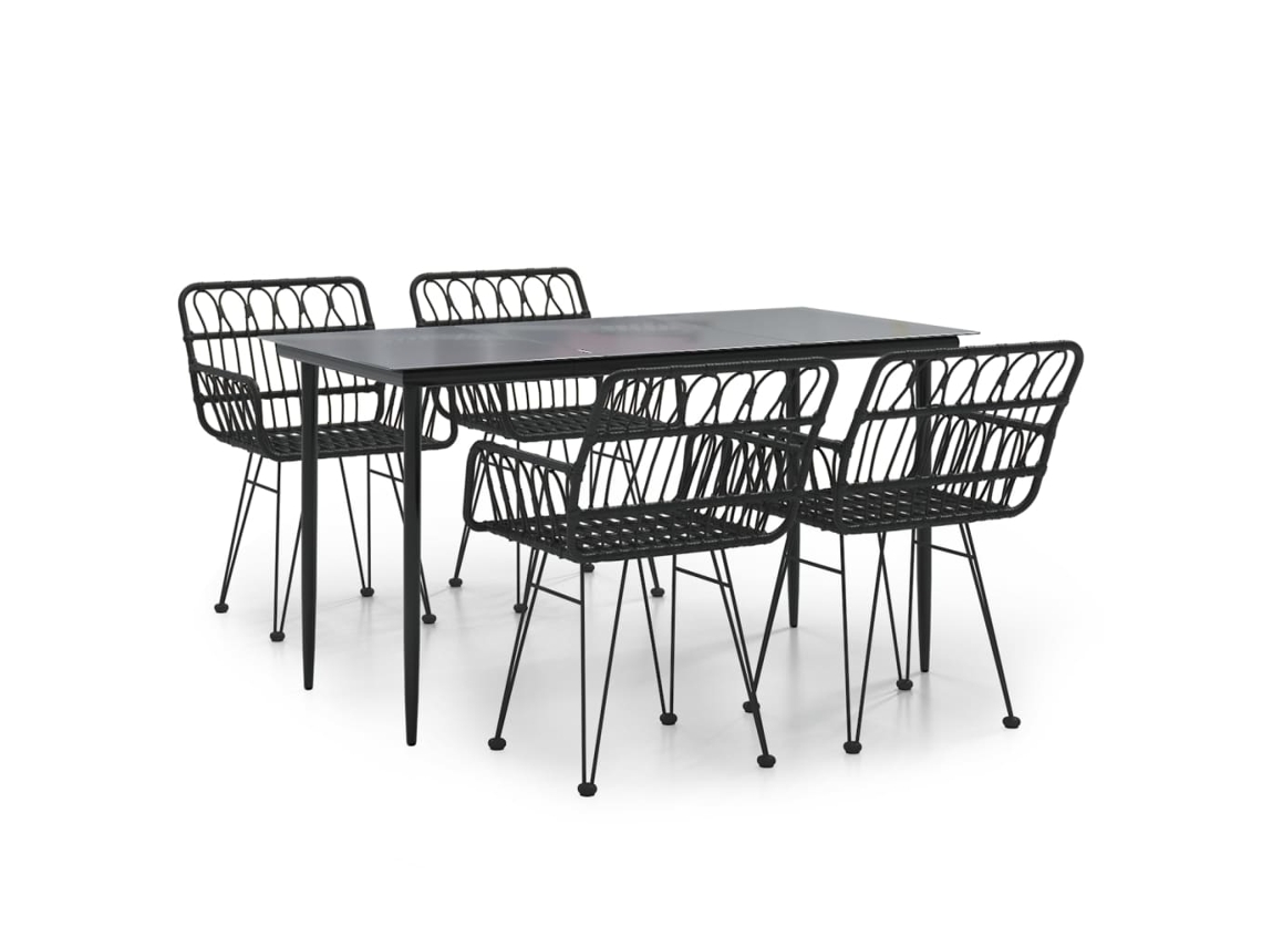 Garden Dining Set, Garden Dining Sets Vidaxl Preto Rattan / Vime (140 X 70 X 74 Cm)