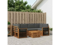 Vidaxl Conjunto De Sofás Para Exterior 7 Unid. Natural E Antracite