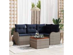 Vidaxl Conjunto De Sofá De Jardim 5 Unid. Cinzeto Vime Pe
