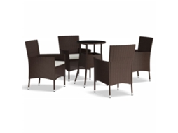 Maison Exclusive - 5 Pcs Conjunto Bistrô P/ Jardim C/ Almofadões Vime Pe Castanho