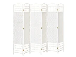 Biombo Fibra de Papel, Bambu e Madeira de Álamo Cor Branco 242x170cm Homcom