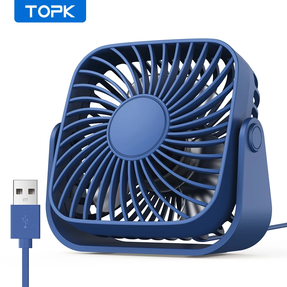 (azul) Mini Ventilador Portátil Usb Silencioso De 4 Polegadas Com Três Configurações De Velocidade