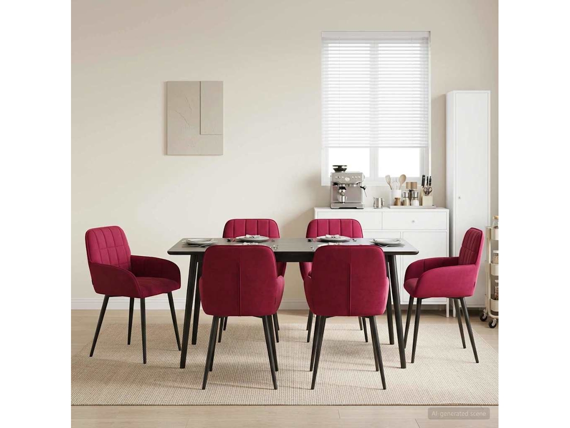 Vidaxl Cadeiras De Jantar 6 Unid. Veludo Vinho Vermelho