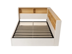 Daybett 140x190 Cm - Cama Multifuncional Com Armazenamento Hidráulico, Led, Usb, Veludo - Bege