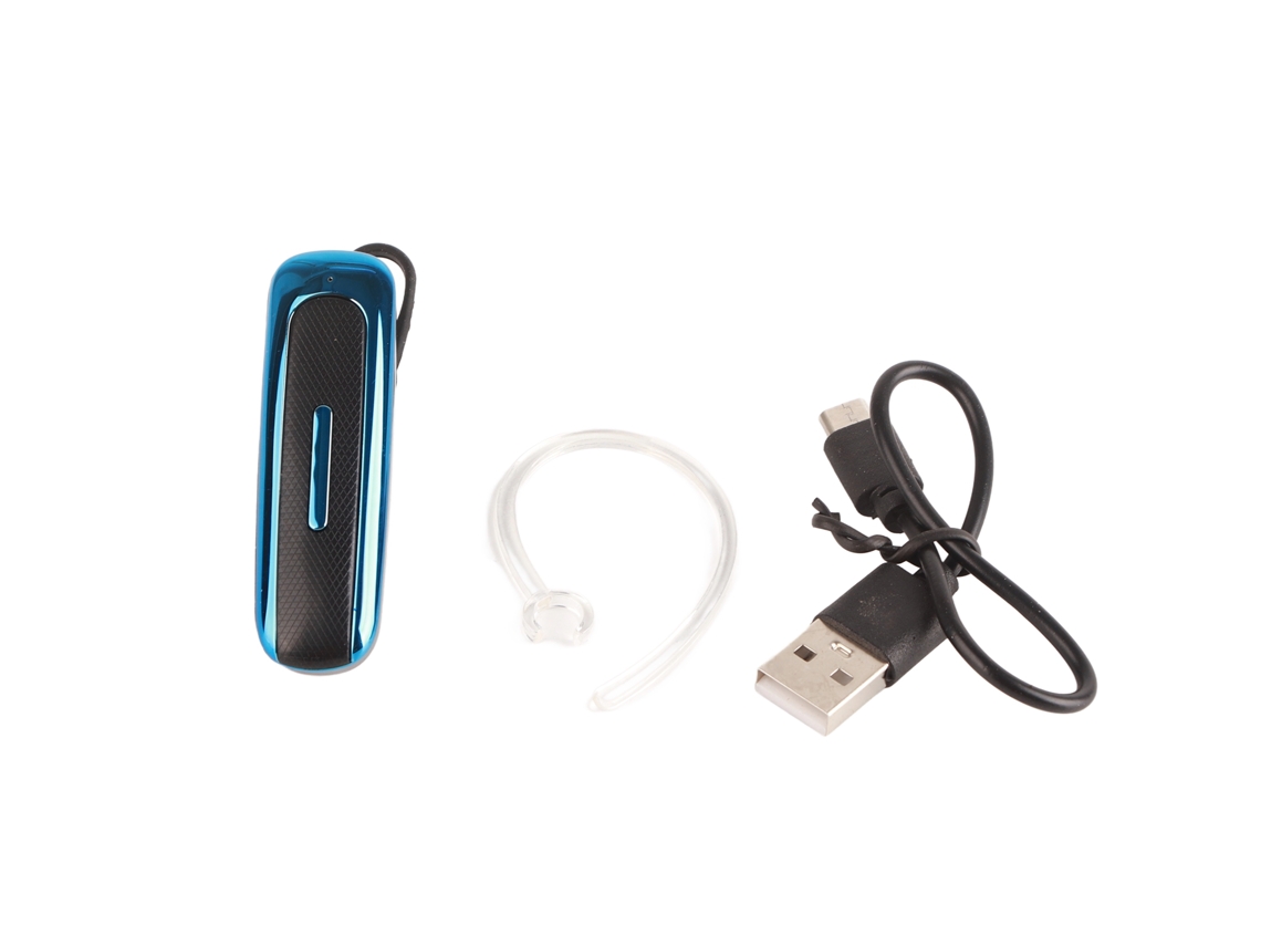 Fone de Ouvido Bluetooth Mono Mali com Gancho Antiqueda para Negócios Preto Azul