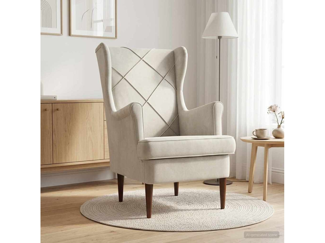 Vidaxl Poltrona Creme Veludo