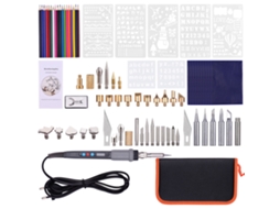 Kit de Pirografia Profissional 79pcs com Caneta de Queimadura e Temperatura Ajustável | S/MARCA